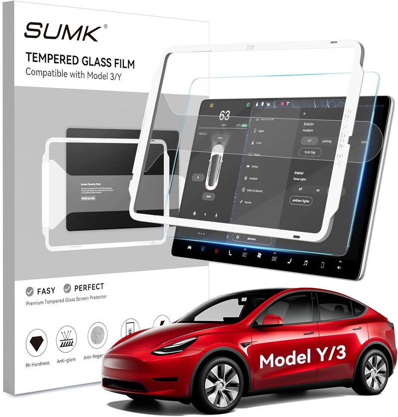 SUMK Screen Protector for Tesla Model Y /3 Accessories (No for 3 Highland & Y Juniper), [9H & Anti-glare & Fingerprint] 15 inch Front Protector for Model Y (2020~2024) Model 3 (2017~2023) - Matte - Image 1